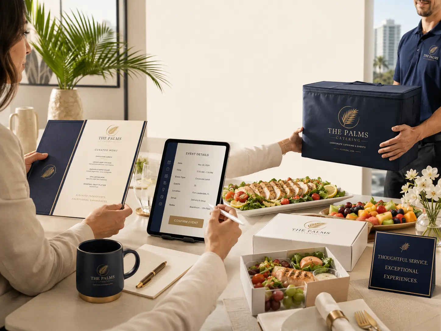 Ordering process illustration for The Palms Catering